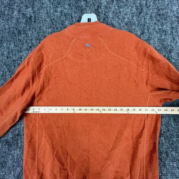 Tommy Bahama Sweater Mens Large Orange Reversible Heavyweight Quarter Zip Ribbed - Picture 9 of 11